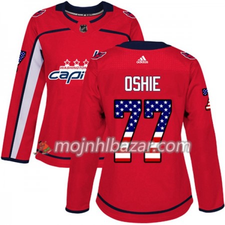 Dresovi Washington Capitals T.J. Oshie 77 Adidas 2017-2018 Crvena USA Flag Fashion Authentic - Ženska Dresovi Washington Capitals T.J. Oshie 77 Adidas 2017-2018 Crvena USA Flag Fashion Authentic - Ženska